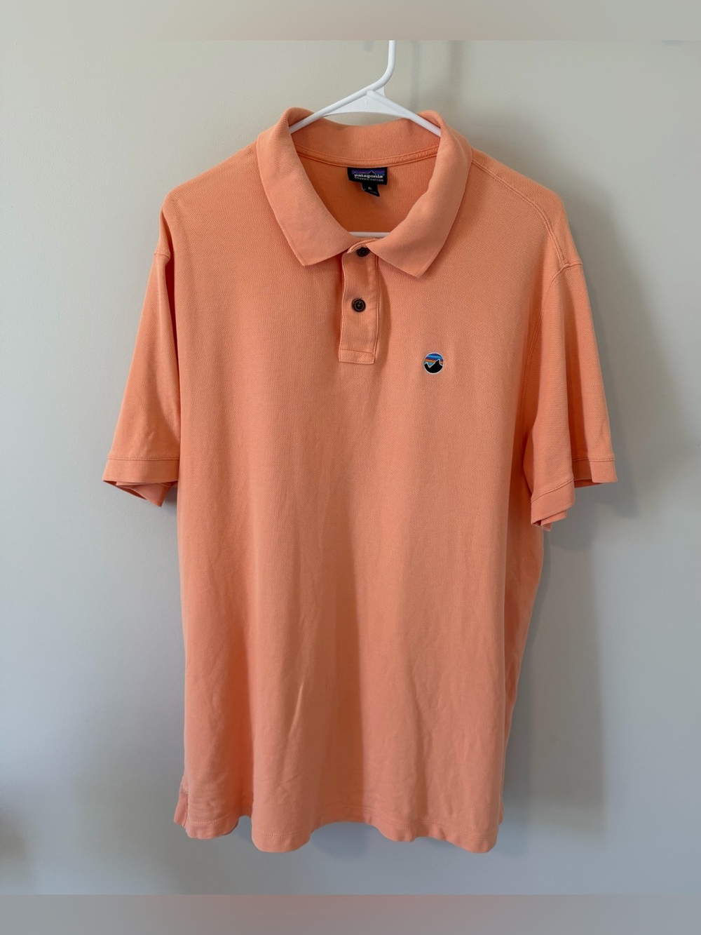 Patagonia Fitz Roy Emblem Polo Organic Cotton Orange Men’s Size XL
